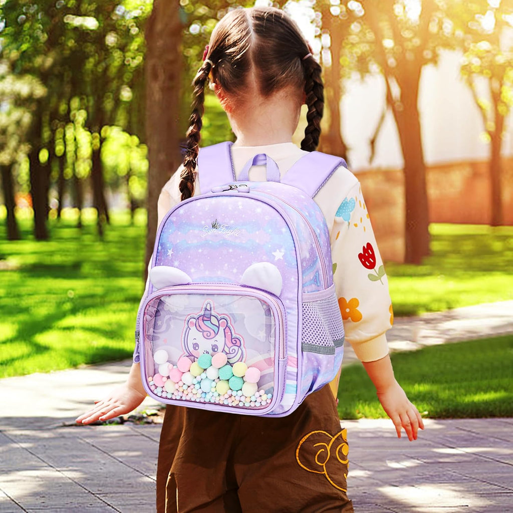 Kinderrucksack Kinder Mädchen Klein Kindergartenrucksack, Lila | Rucksack, Vorschule Kleinkind, Schulrucksack Mit Brustgurt, Einhorn Kindergarten Schultasche Schule Tasche Für 2-6 Jahre