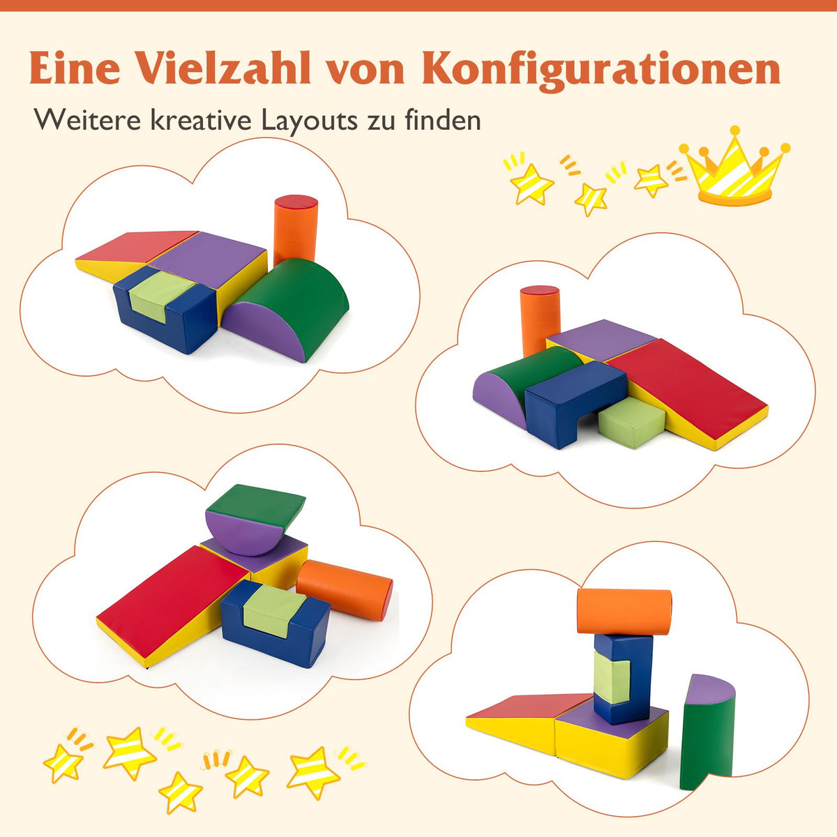 6 STK. Schaumstoffbausteine Riesenbausteine Zum Toben Und Klettern Softbausteine Aus Schaumstoff