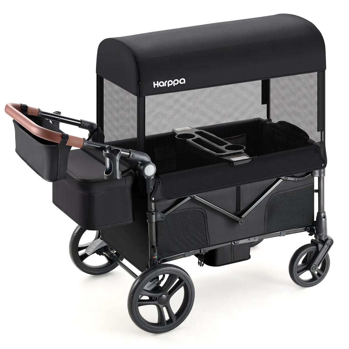 HARPPA Baby Stroller Wagon, Lightweight Folding Adjustable 2-Seat/4-Seat Travel Stroller, Canopy, Push-Pull Handle, EVA Foam All-Terrain Wheel, Large Storage, Outdoor/Camping Use, Lightweight Travel Stroller, Adjustable Stroller