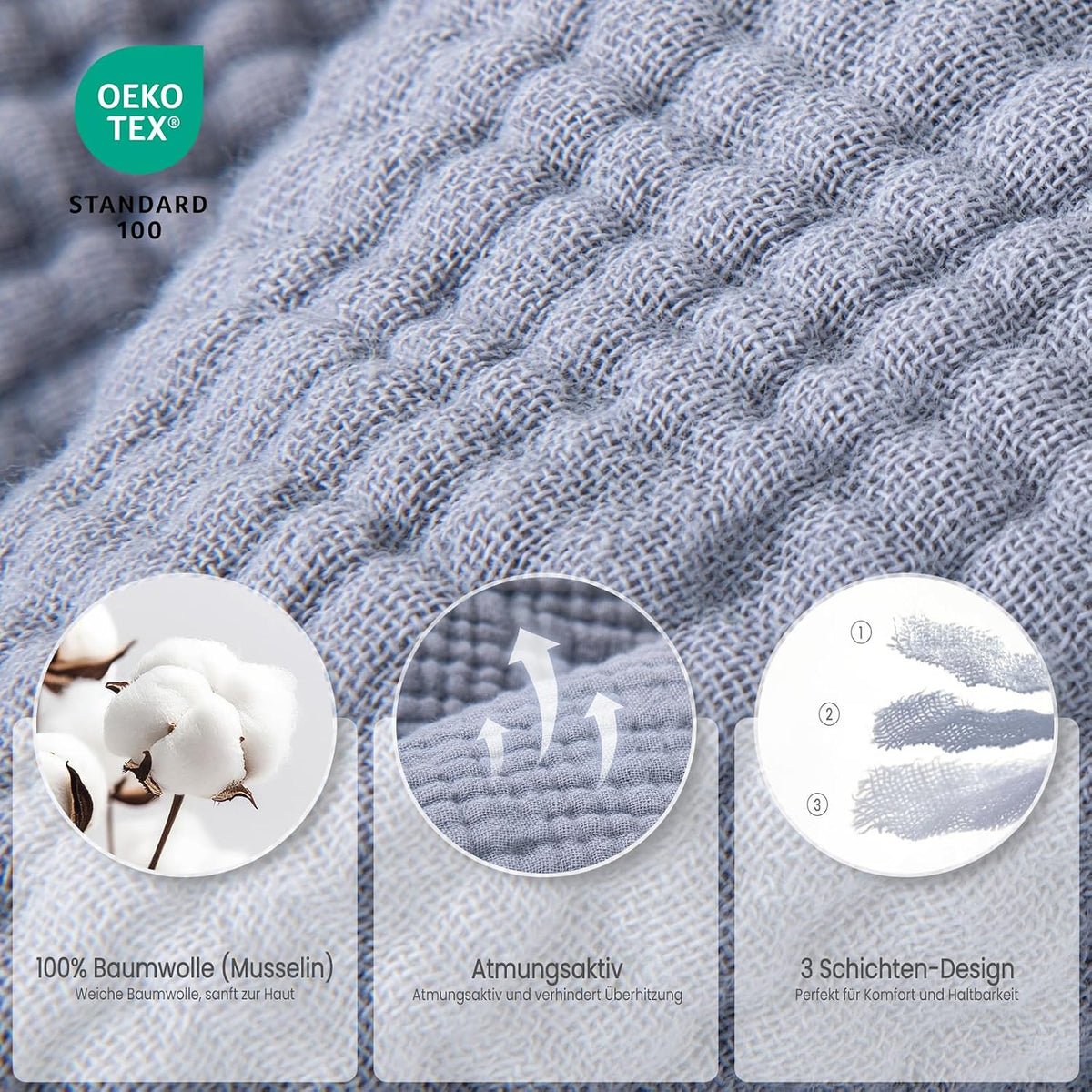 Lulumoon Kapuzenhandtuch Baby Musselin Baumwolle: 76X76Cm Für 0-18 Monate | Oeko-Tex-Zertifiziert - Baby Handtuch Kapuze Weich Und Saugfähig Hält Babys Nach Dem Baden Warm