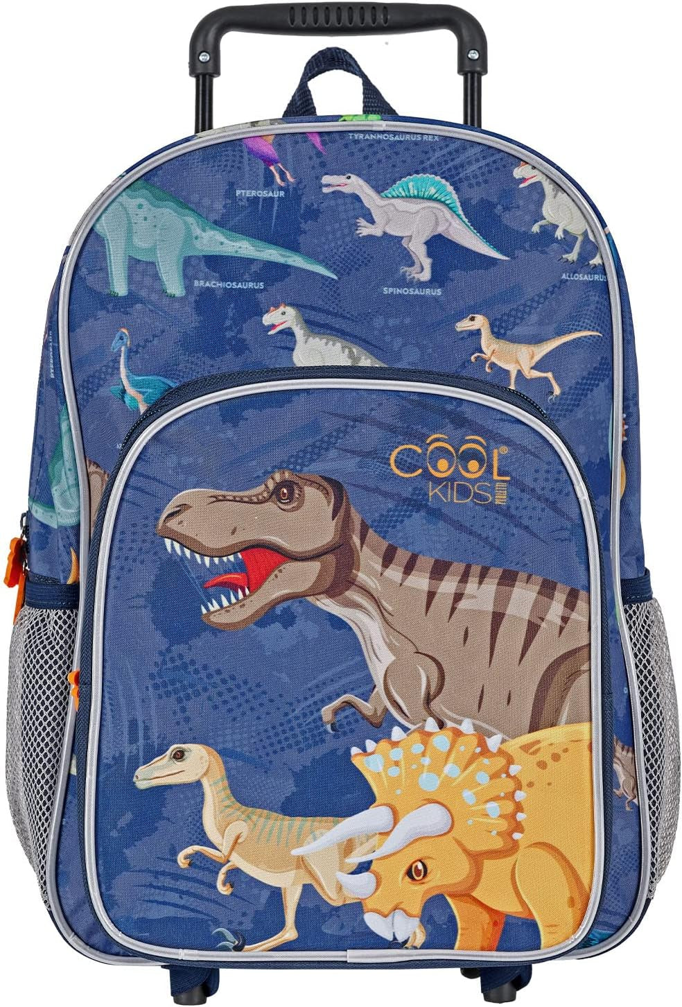 PERLETTI Kinder Rucksack Blau Für Kindergarten Jungen 3 4 5 6 Jahre - Kinderrucksack Mit Abnehmbaren Rädern Für Kleinkinder - Pirat Dinosaurier Rollrucksack Mit Reflektierenden Details