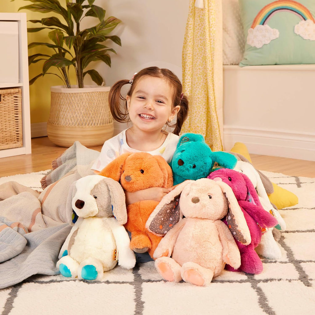 B. Toys Happyhues Coral Cutie, Plüschhase, Waschmaschinenfest | Orangener Plüschhase Mit Gemusterten Schlappohren Und Hellgrauen Pfoten, 30 Cm Groß, Weich Und Pflegeleicht, 0+ Monate