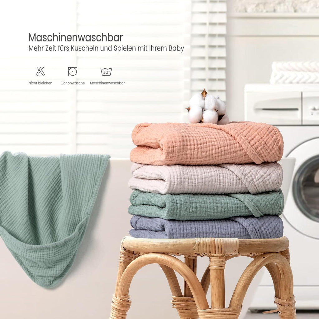Lulumoon Kapuzenhandtuch Baby Musselin Baumwolle: 76X76Cm Für 0-18 Monate | Oeko-Tex-Zertifiziert - Baby Handtuch Kapuze Weich Und Saugfähig Hält Babys Nach Dem Baden Warm