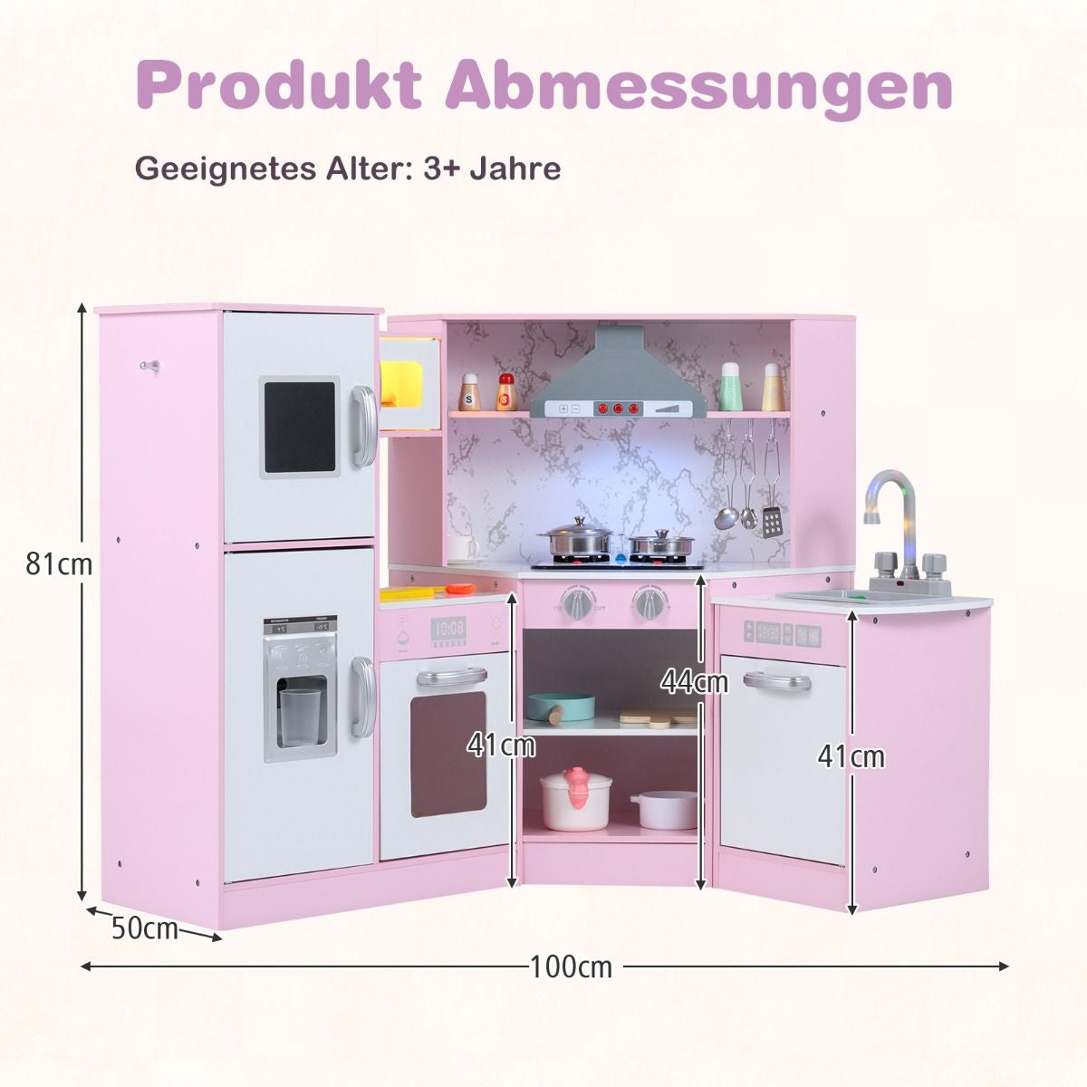 Holz Eck Kinderküche Mit Licht & Sound & Tafel & Zubehör Kinderküche Spielküche Holzküche