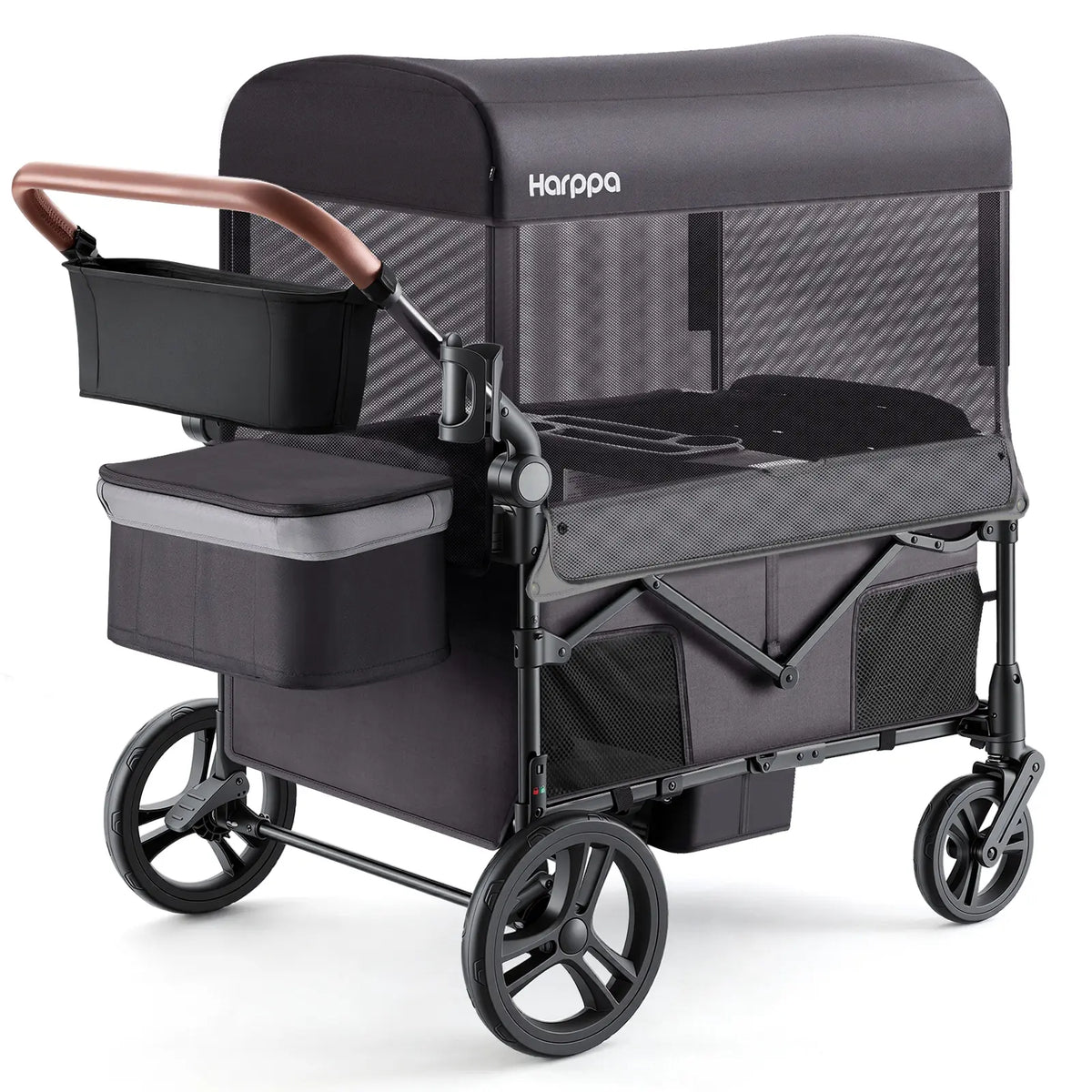 HARPPA Baby Stroller Wagon, Lightweight Folding Adjustable 2-Seat/4-Seat Travel Stroller, Canopy, Push-Pull Handle, EVA Foam All-Terrain Wheel, Large Storage, Outdoor/Camping Use, Lightweight Travel Stroller, Adjustable Stroller