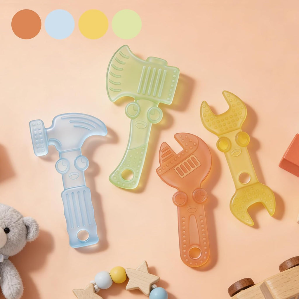 TYRY.HU Beißringe Baby Durchsichtiges Spielzeug Werkzeug Aus Lebensmittelechtem Silikon,Zur Beruhigung Des Zahnfleischs,Leicht Zu Greifen,Bpa-Frei Geschenk Für Babys 0 3 6 12 Monate 4Er