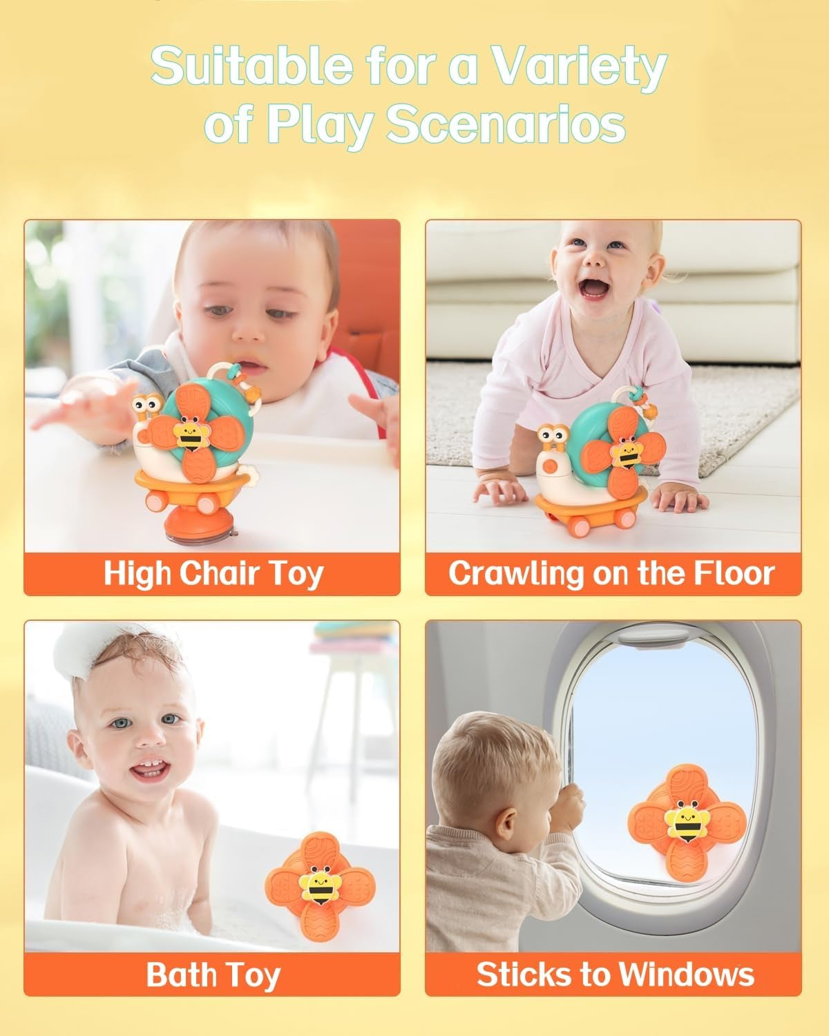 Hochstuhl Saugnapf Spielzeug Für Babys Ab 6 Monaten, Motorik Montessori Spielzeug Ab 1 Jahr, Sensorik Baby Saugnapf Spielzeug, Weihnachts- Und Ostergeschenk Für Mädchen & Jungen 7 8 9 10 11 12 Monaten