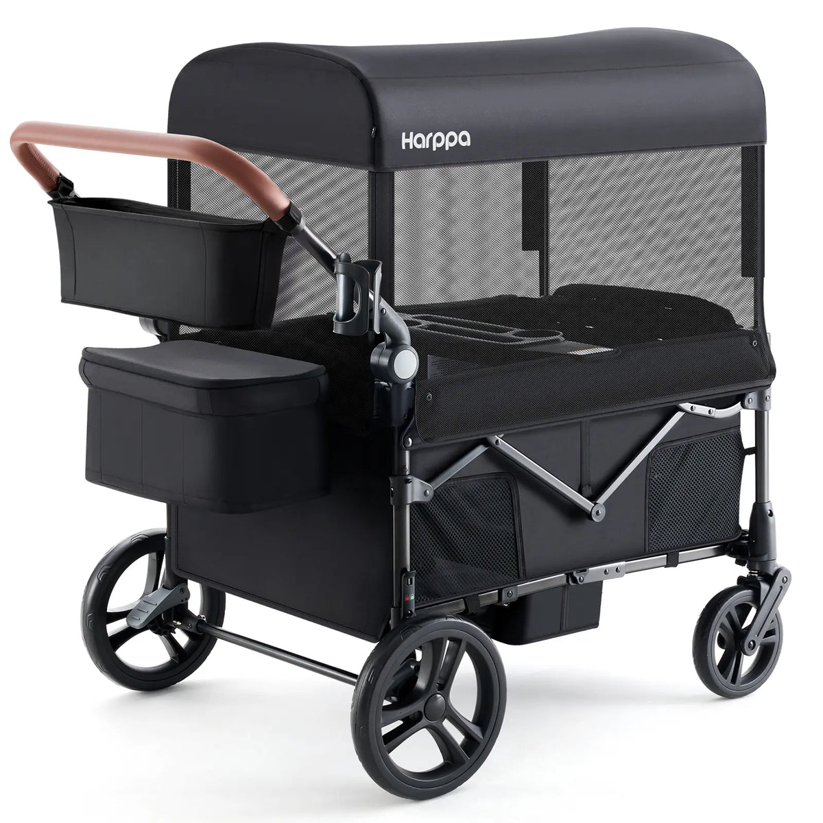HARPPA Baby Stroller Wagon, Lightweight Folding Adjustable 2-Seat/4-Seat Travel Stroller, Canopy, Push-Pull Handle, EVA Foam All-Terrain Wheel, Large Storage, Outdoor/Camping Use, Lightweight Travel Stroller, Adjustable Stroller