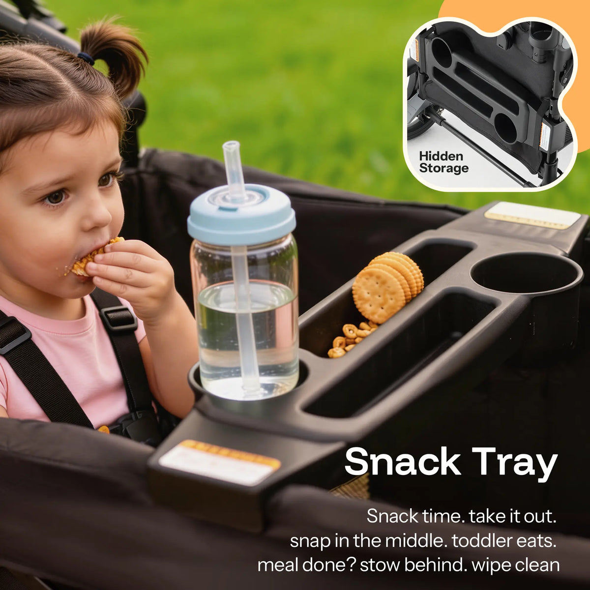 HARPPA Baby Stroller Wagon, Lightweight Folding Adjustable 2-Seat/4-Seat Travel Stroller, Canopy, Push-Pull Handle, EVA Foam All-Terrain Wheel, Large Storage, Outdoor/Camping Use, Lightweight Travel Stroller, Adjustable Stroller