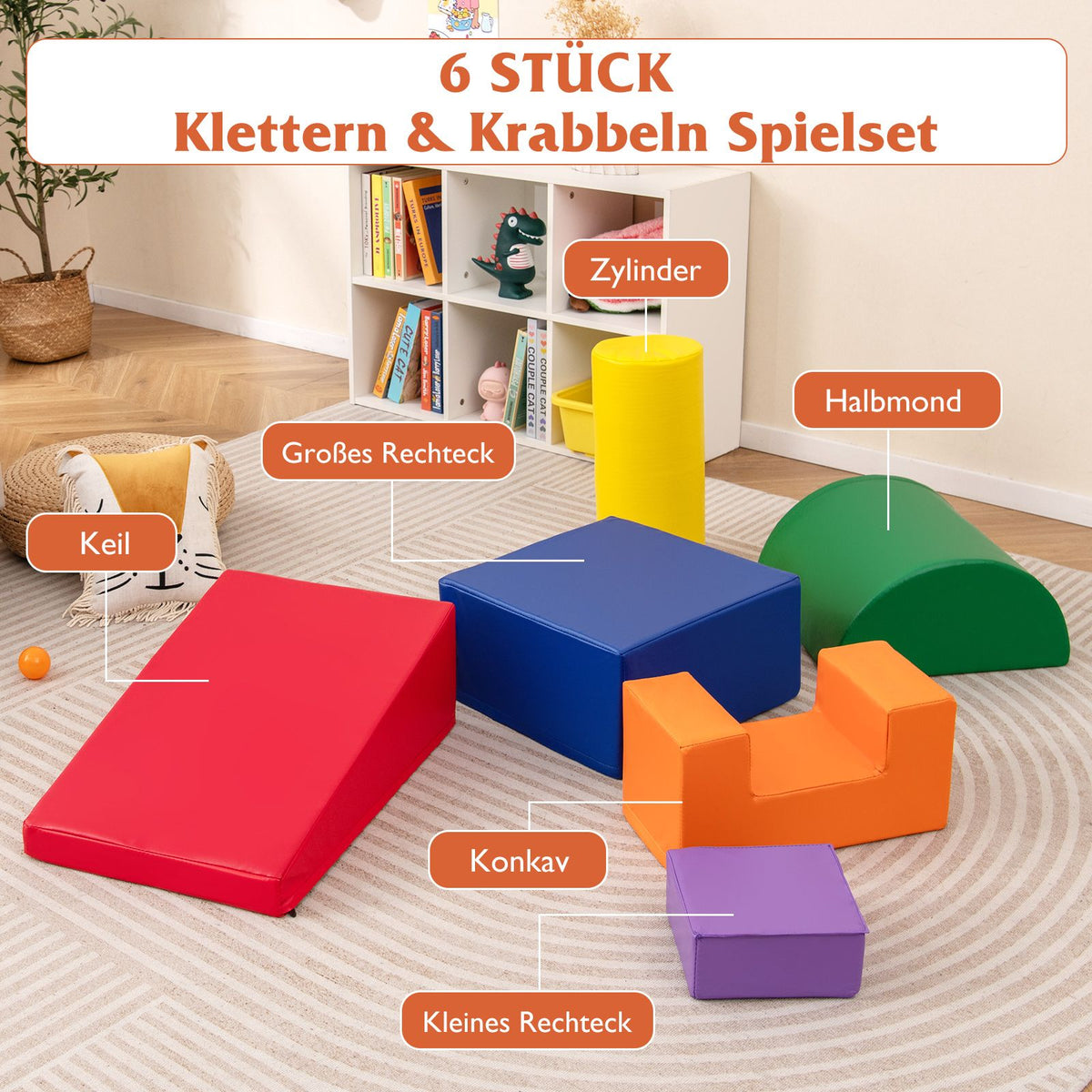 6 STK. Schaumstoffbausteine Riesenbausteine Zum Toben Und Klettern Softbausteine Aus Schaumstoff