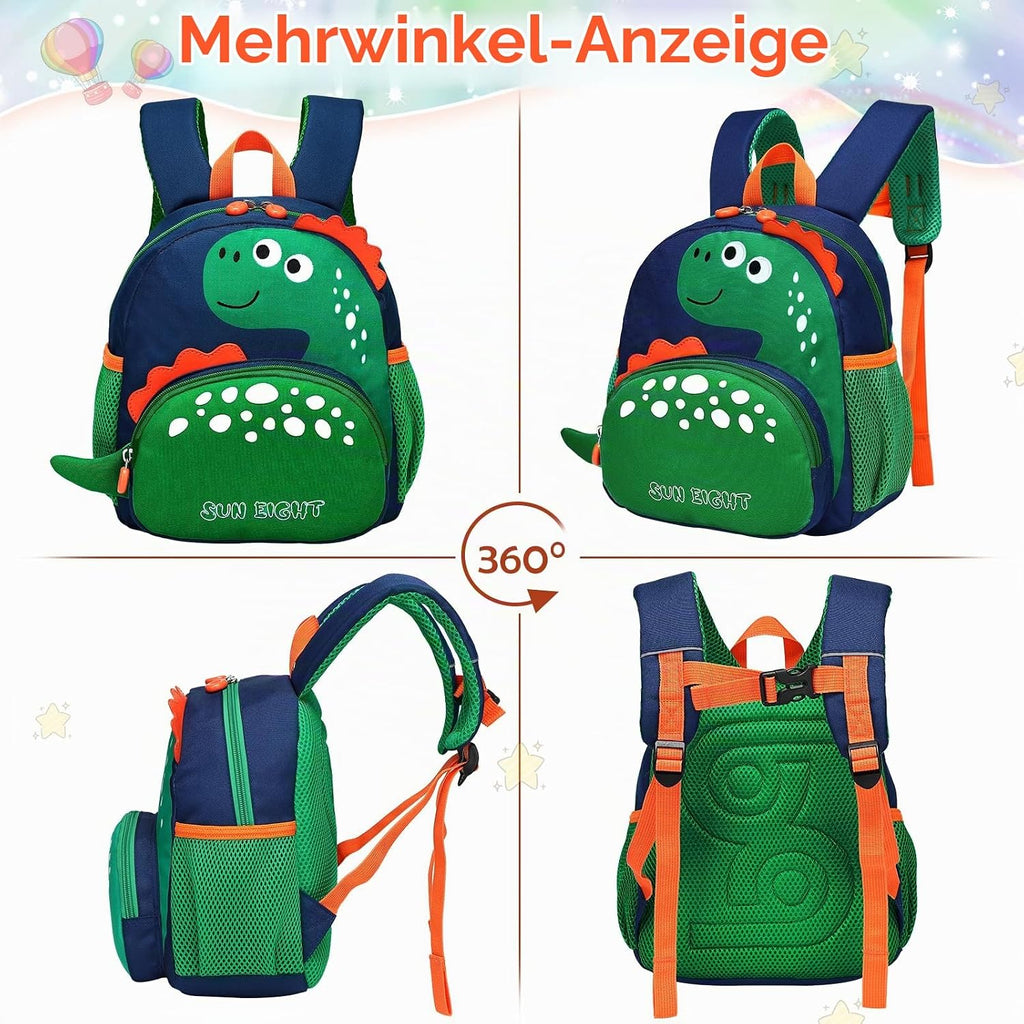 Kinderrucksack Jungen Kleiner Rucksack Kinder Mit Brustgurt, Grün | Leicht Wasserdicht Vorschule Kleinkind, Schulrucksack Dinosaurier, Tagesrucksack, Kindergarten Schultasche Für 1-5 Jahre
