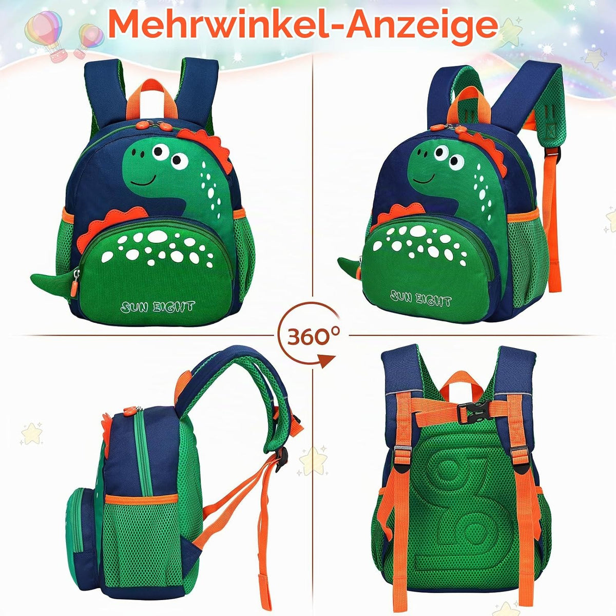 Kinderrucksack Jungen Kleiner Rucksack Kinder Mit Brustgurt, Grün | Leicht Wasserdicht Vorschule Kleinkind, Schulrucksack Dinosaurier, Tagesrucksack, Kindergarten Schultasche Für 1-5 Jahre