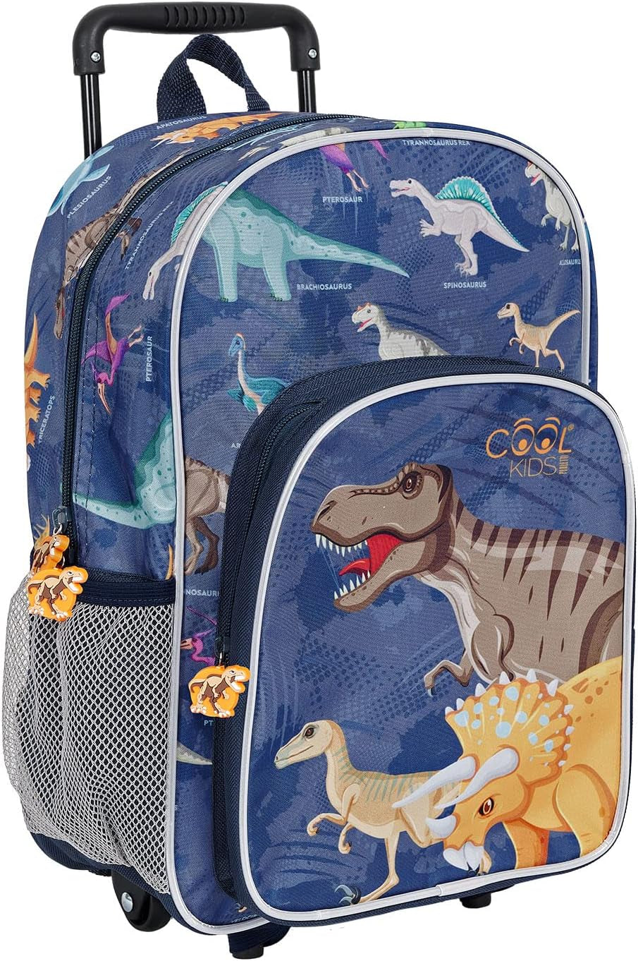 PERLETTI Kinder Rucksack Blau Für Kindergarten Jungen 3 4 5 6 Jahre - Kinderrucksack Mit Abnehmbaren Rädern Für Kleinkinder - Pirat Dinosaurier Rollrucksack Mit Reflektierenden Details
