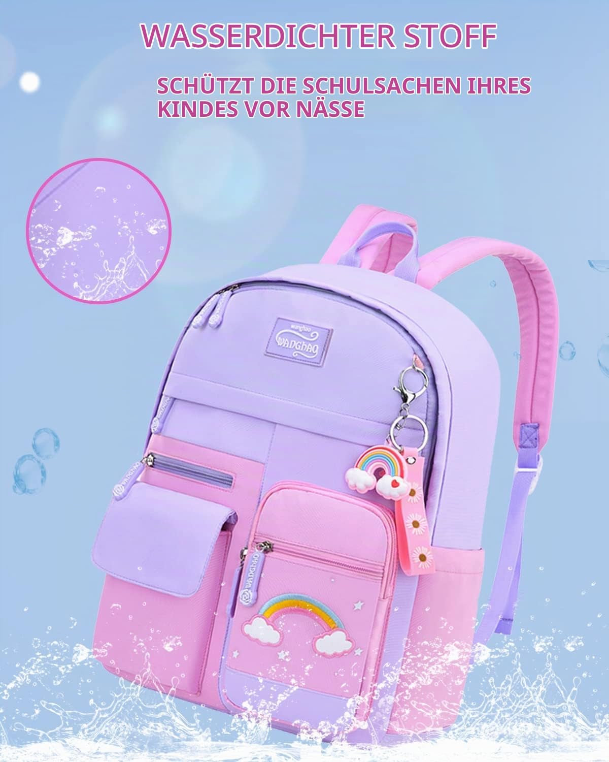 Amythe Kinderrucksack Mädchen,Rucksack Kindergarten,Schulranzen Mädchen 1-3. Klasse, Leichte Und Wasserdichte Nylon Schultasche Für Kinder, 30 X 12 X 41 Cm | Leichte Und Wasserdichte Nylon-Schultasche Für Kinder, Rucksack Für Den Kindergarten, 30 X 12 X 41 Cm