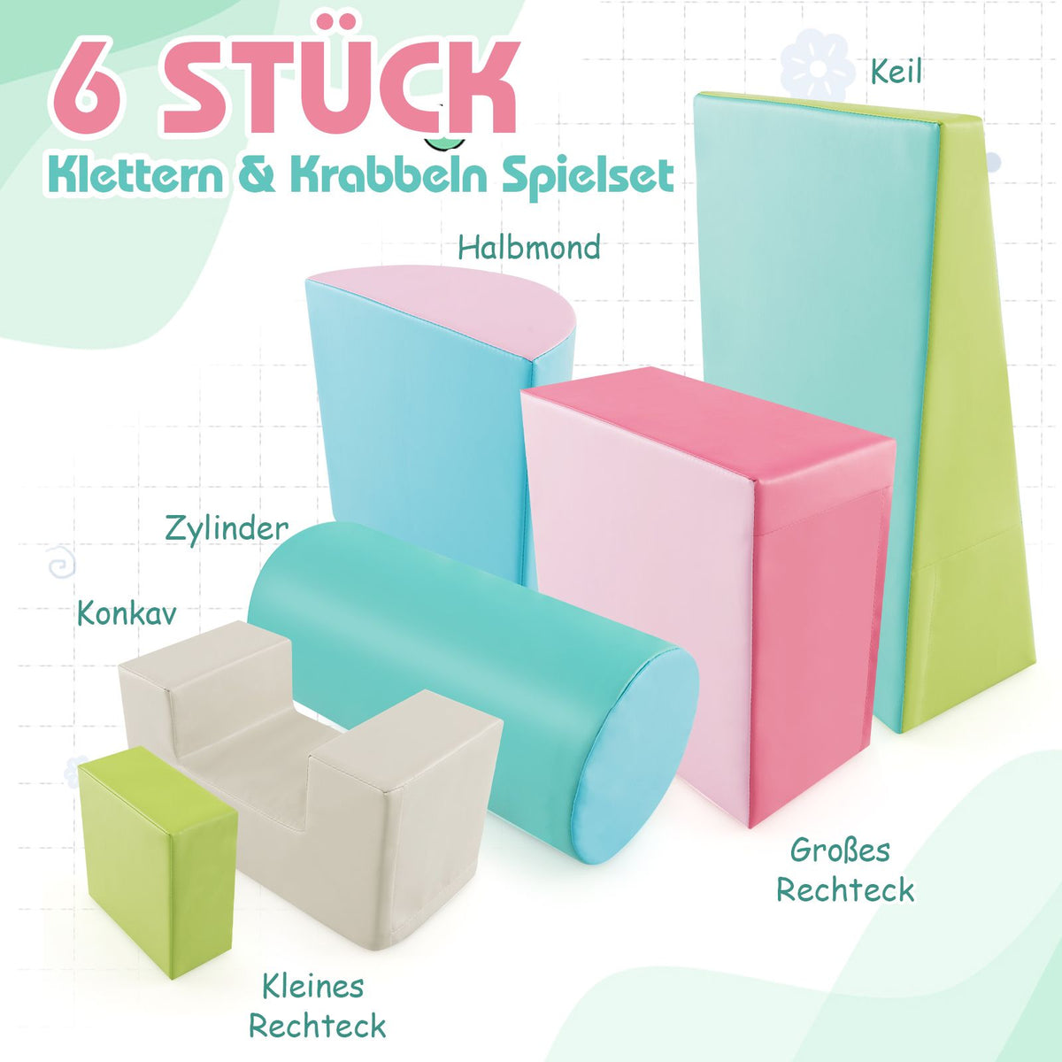 6 STK. Schaumstoffbausteine Riesenbausteine Zum Toben Und Klettern Softbausteine Aus Schaumstoff
