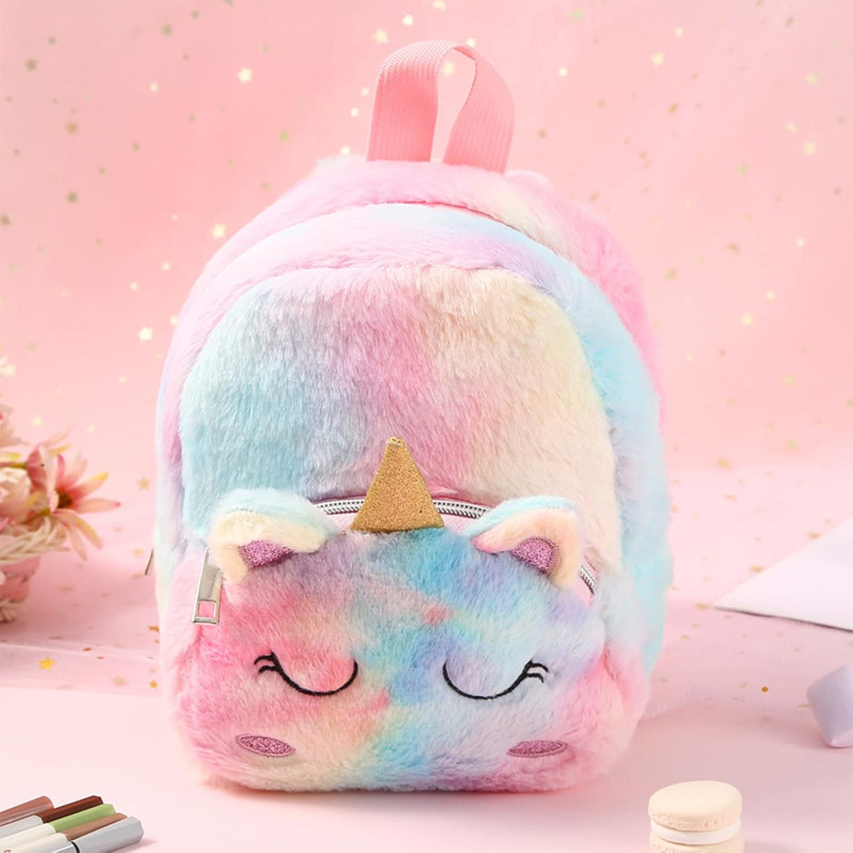 Einhorn Mini Plüsch Rucksack Für Kinder, Kindergarten Büchertasche Netter Weicher Schule Taschen Doppel Schultertasche Einhörner Geschenke Für Mädchen(8 in 2-7Jährige