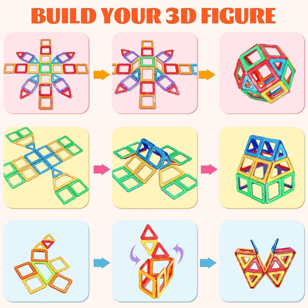 Magnetische Bausteine 48PC Kinder Magnetbausteine Spielzeug Ab 3+ | Magnetspiel Lernspiele Kinderspielzeug Für Kinder Alter Von 3 4 5 6 Jahre Mädchen Junge,Weihnachten Geburtstagsgeschenke