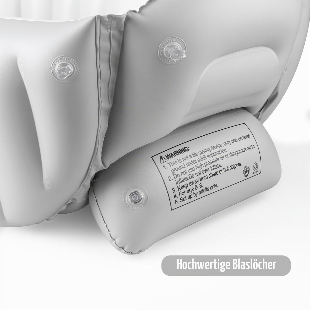 Pandaear Baby Badewanne Aufblasbar (98X64X28Cm) - Faltbare Reisebadewanne Für Babys 0-36 Monate, Rutschfest & Ergonomisch, Inkl. Fußpumpe & Seitentasche, Bpa-Frei, Modernes Grau