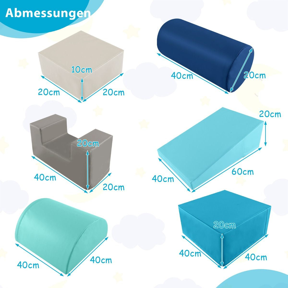6 STK. Schaumstoffbausteine Riesenbausteine Zum Toben Und Klettern Softbausteine Aus Schaumstoff