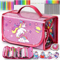 Hot Bee Einhorn Federmäppchen, Einhorn Geschenke Für Mädchen 3-7 Jahre, Filzstifte Glitzerstifte, Bastelset Kinder 3-6 Jahre, Pferde Mädchen Geschenk