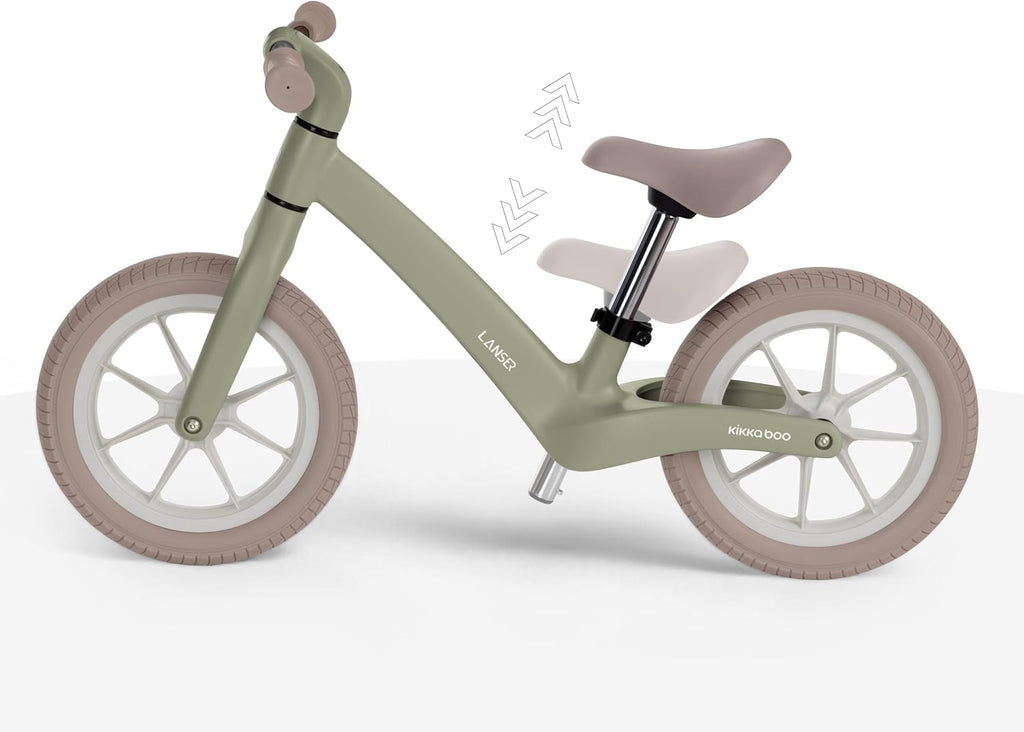 Kikkaboo Laufrad Ab 3 Jahre LANSER, Ultraleichtes Balance Bike, 12 Zoll, Verstellbarer Sitz, Fahrrad Für Kleinkinder 3-6 Jahre, Grün