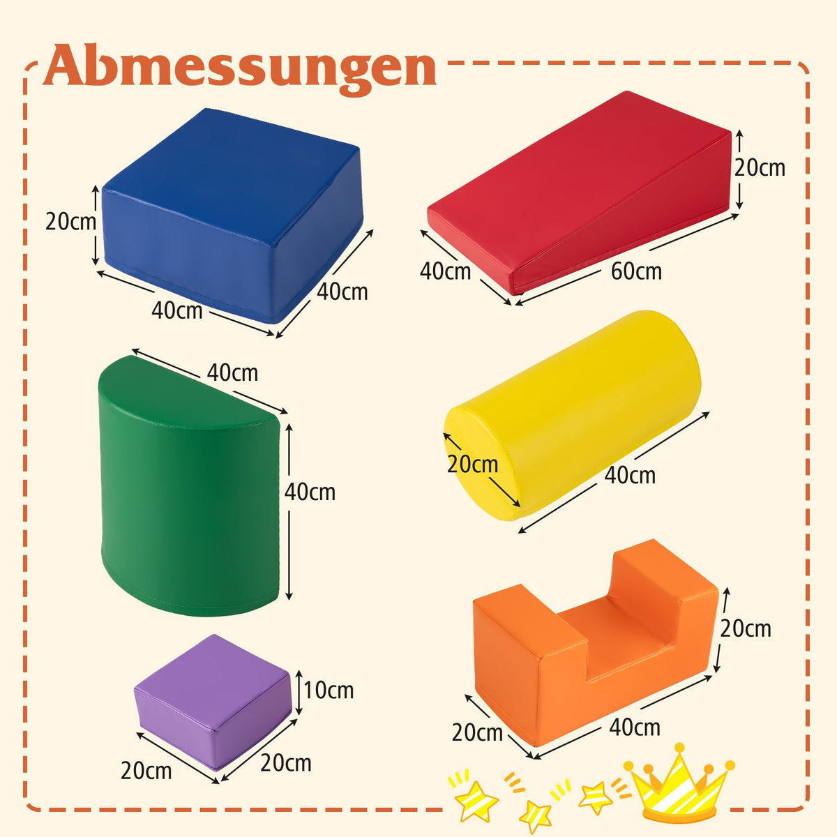 6 STK. Schaumstoffbausteine Riesenbausteine Zum Toben Und Klettern Softbausteine Aus Schaumstoff