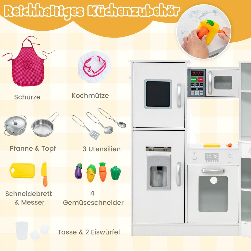 Holz Eck Kinderküche Mit Licht & Sound & Tafel & Zubehör Kinderküche Spielküche Holzküche