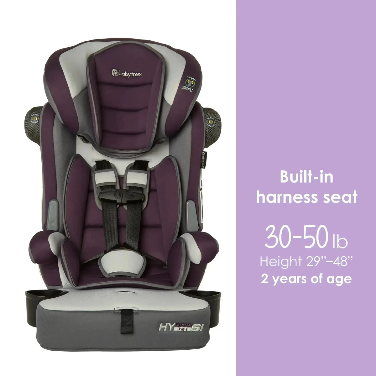 Baby Trend Hybrid SI 3-In-1 Booster Car Seat with Side Impact Protection & Reversible Inserts Forward Facing Cup Holders