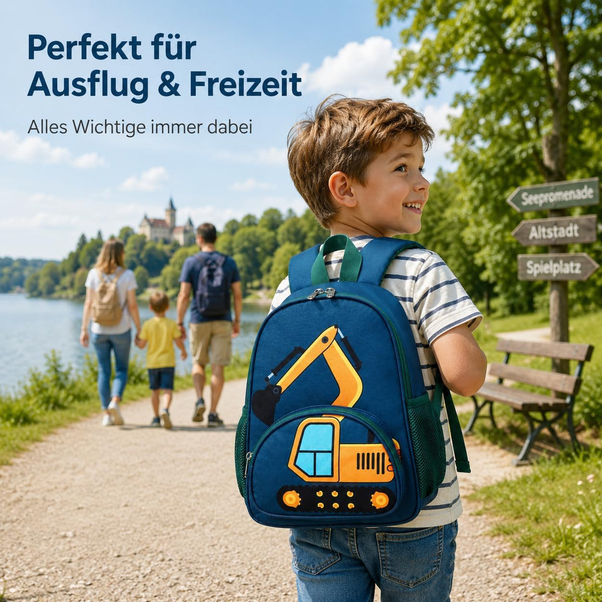 LOIDOU Kinderrucksack Jungen Kinder Rucksack Tagesrucksack Vorschulrucksack Kindergartentasche Schulrucksack Für Schule Kita 38Cm 3-8Y