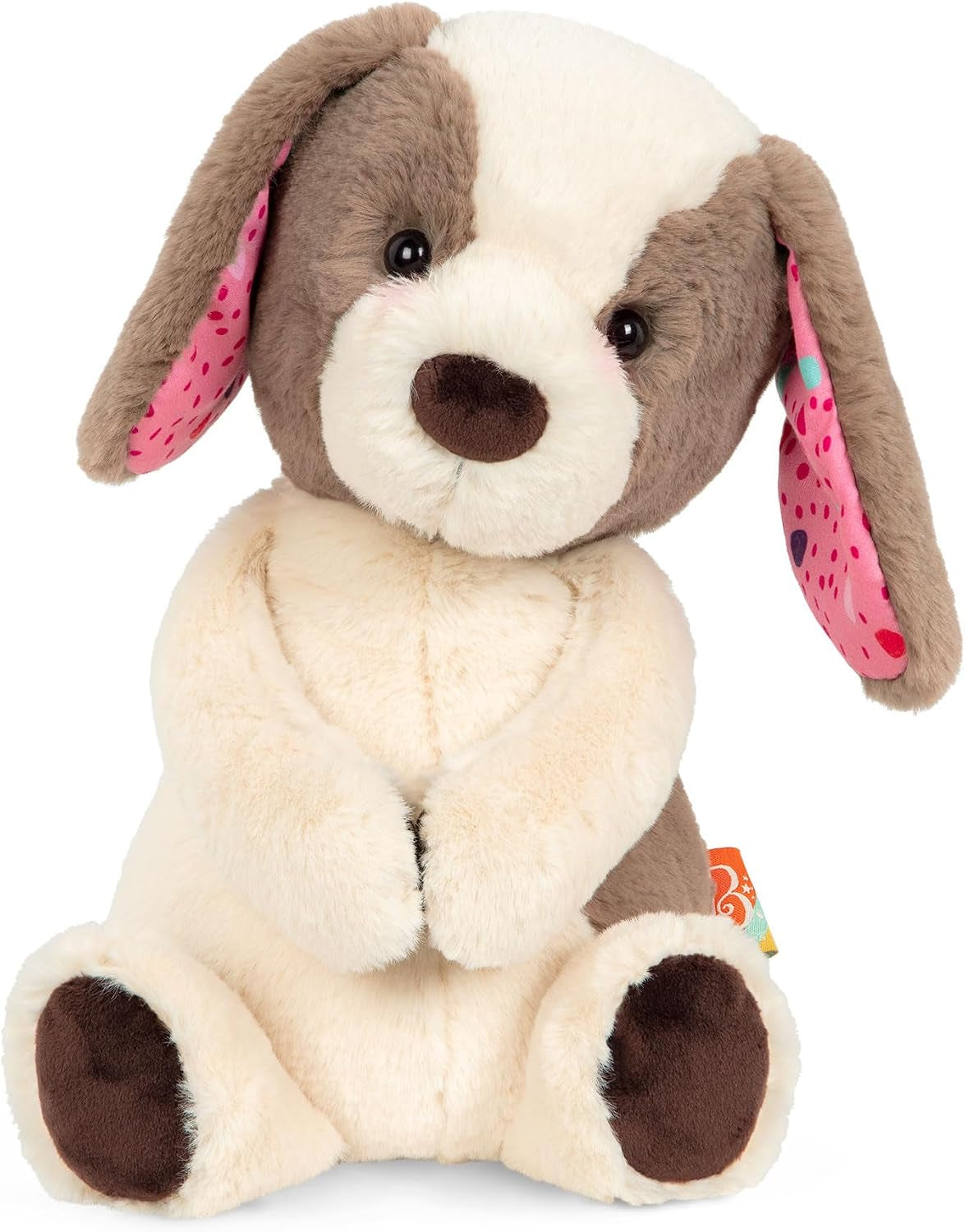 B. Toys Happyhues Cupcake Pup, Waschmaschinenfester Plüschhund | Kuschelweicher Plüschwelpe Mit Cremefarbenem Fell, Kirsch-Pinken Ohren Mit Konfetti-Print Und Schokoladenpfoten, 0+ Monate