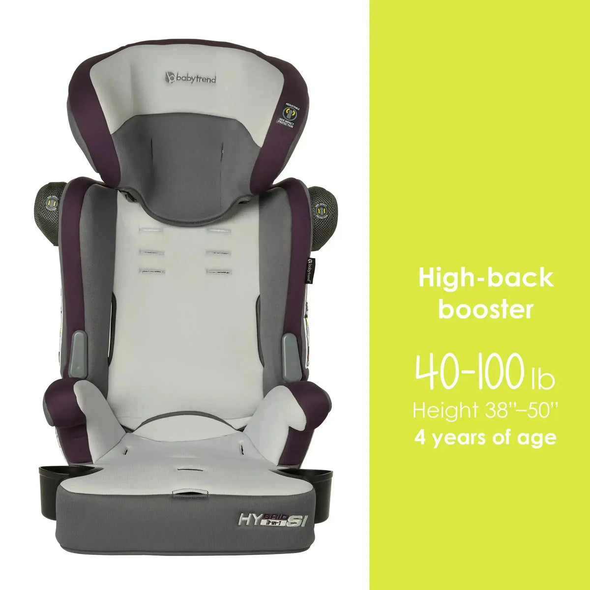 Baby Trend Hybrid SI 3-In-1 Booster Car Seat with Side Impact Protection & Reversible Inserts Forward Facing Cup Holders