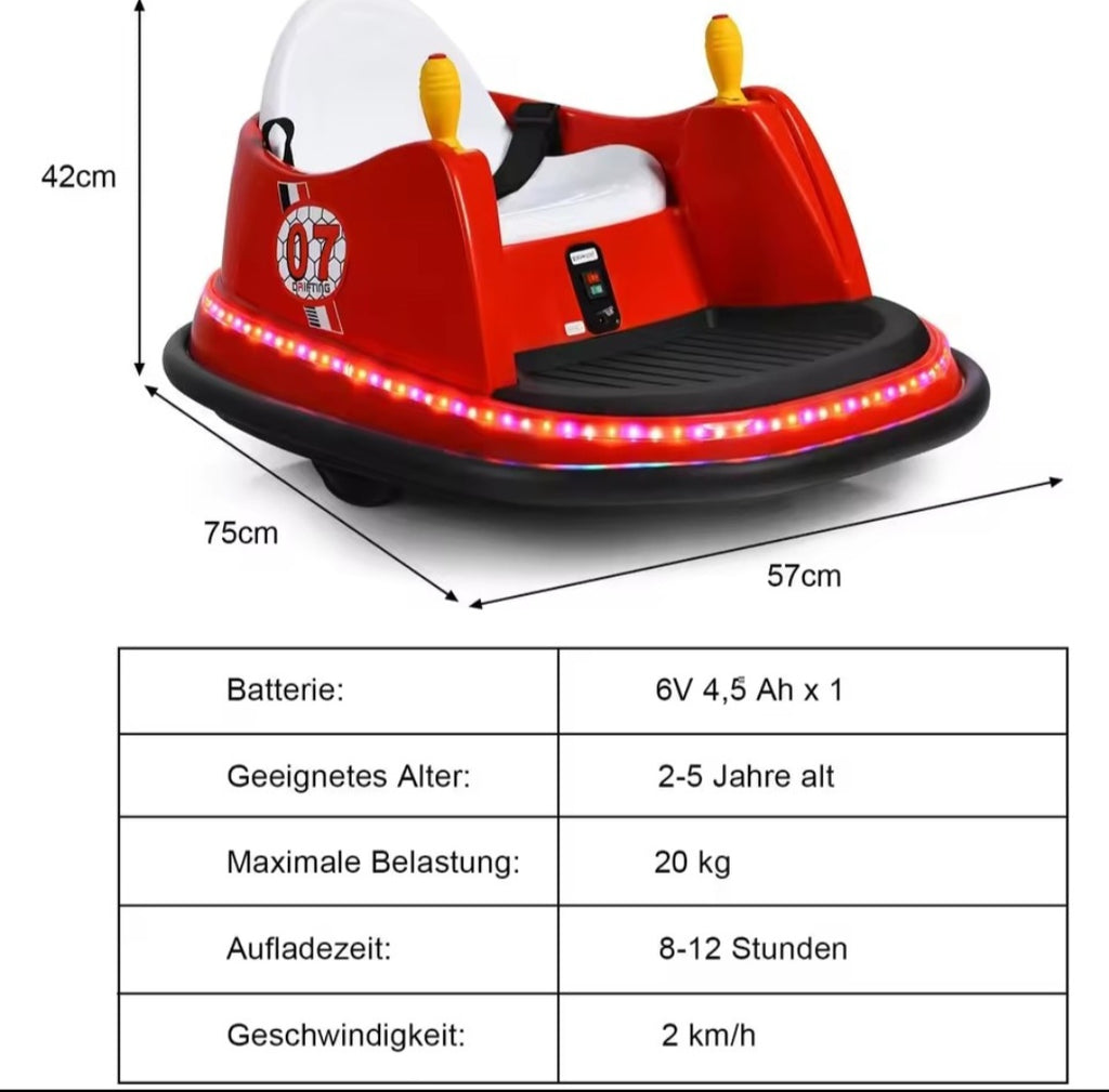 Kids 360° Spin Electric Bumper Car – Red