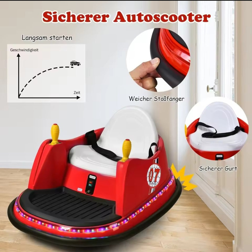 Kids 360° Spin Electric Bumper Car – Red
