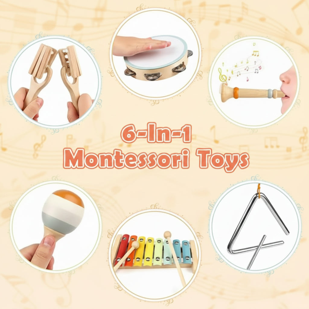 Genau diese Gruppe (Montessori-Musikinstrumente aus Holz – Montessori Wooden Musical Instruments) gilt als eine der besten und sichersten Arten von Klangspielzeugen für Kinder überhaupt
