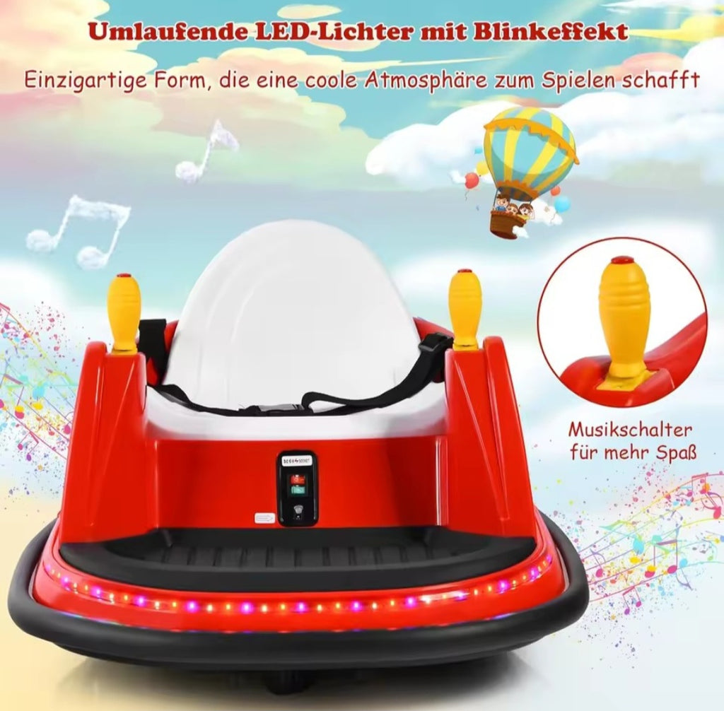 Kids 360° Spin Electric Bumper Car – Red