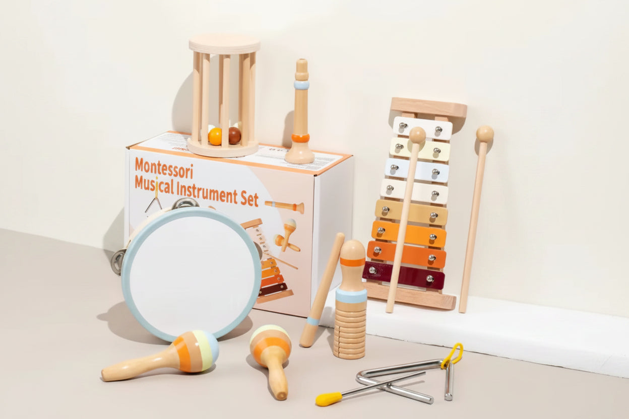 Genau diese Gruppe (Montessori-Musikinstrumente aus Holz – Montessori Wooden Musical Instruments) gilt als eine der besten und sichersten Arten von Klangspielzeugen für Kinder überhaupt