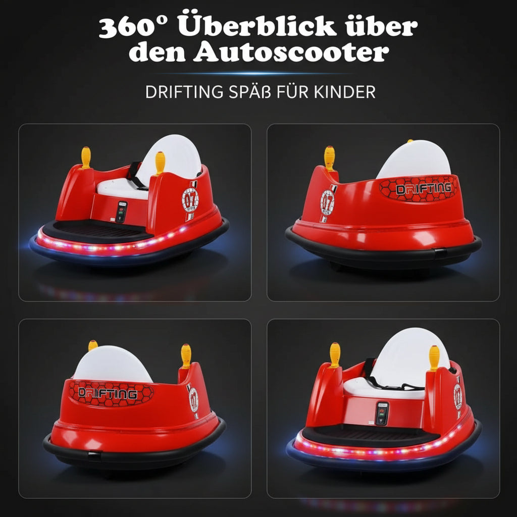 Kids 360° Spin Electric Bumper Car – Red